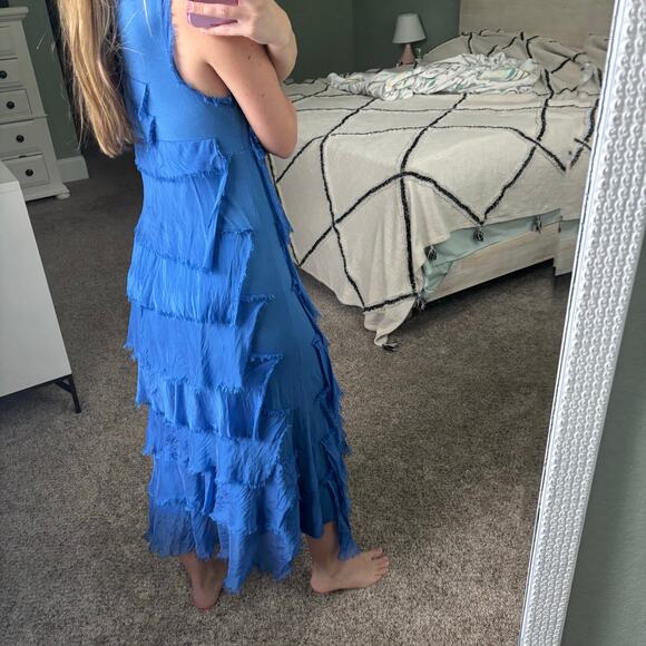 Made in Italy Women’s Silk Layered Maxi Dress Sz S/M Lagenlook Artsy Art2wear - Picture 2 of 14